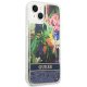 Guess Flower Liquid Glitter Case for iPhone 14, Blue