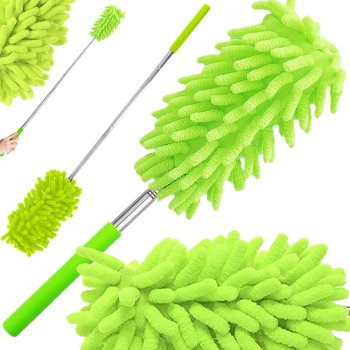 Telescopic Microfiber Duster with Extendable Handle, 25-75 cm, Green