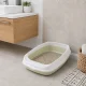 Open Rimmed Cat Litter Box with Scoop, 45x34x12cm, Green