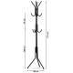 ModernHome Standing Metal Coat Rack with 11 Hooks, Black