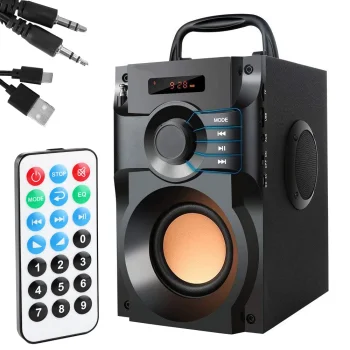 A11 Portable Bluetooth Speaker with Radio, Remote and Display, 10W, Black