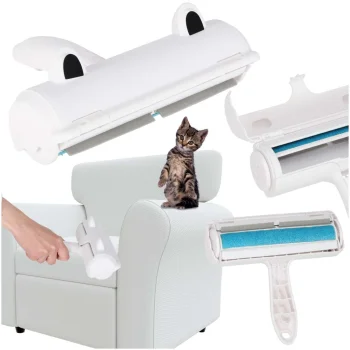 Pet Hair Removal Roller Brush for Clothes and Furniture, White/Blue