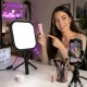 Square LED Video Light Panel for Makeup and Streaming, 15W, USB, Black