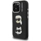 Karl Lagerfeld FW Grained Karl & Choupette Heads Pins vāciņš iPhone 16 Pro Max, Melns