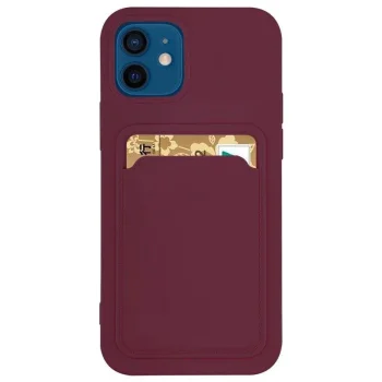 Silicone Case with Card Slot for Samsung Galaxy A72 4G, Burgundy