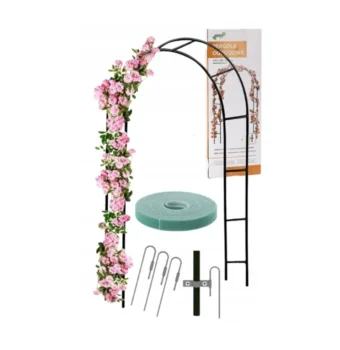 Metal Garden Pergola - Arch for Climbing Plants and Roses, 240 cm, Green