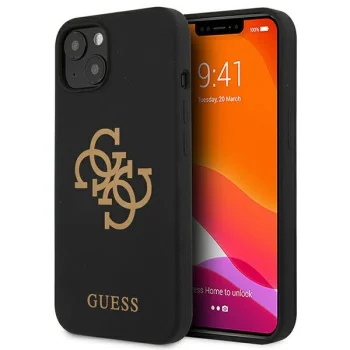 Guess iPhone 13 / 14 / 15 Case Silicone 4G Logo, Black