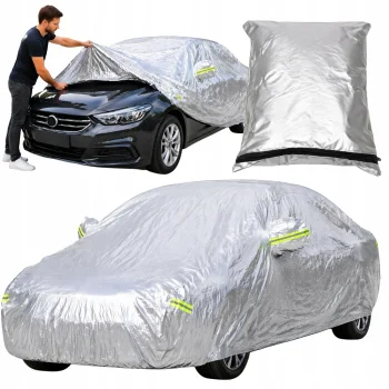 Waterproof Car Cover with Mirror Pockets, Size XL, Silver