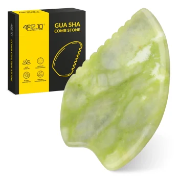 4FIZJO Ribbed Gua Sha Stone Made of Natural Green Jadeite