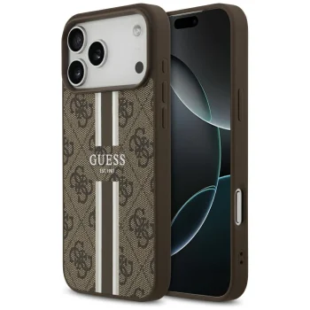 Guess 4G Printed Stripes MagSafe Case for iPhone 17 Pro Max, Brown