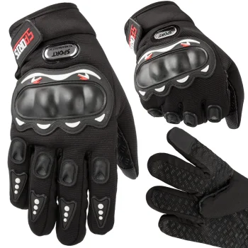 Protective Motorcycle and Bicycle Touchscreen Gloves, Black, L/XL