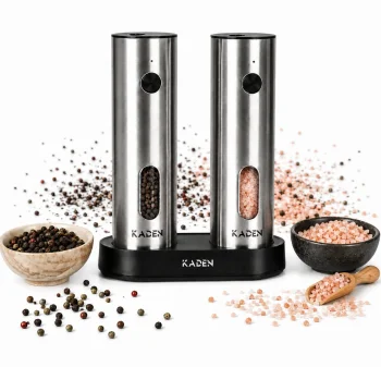 Electric Salt and Pepper Grinder Set KADEN 2 pcs with USB-C Charging Base