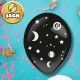 Bakalu Latex Balloons with Fluo Star Stickers, 3 Pcs, Black