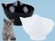 Double Pet Bowl on Stand for Cats and Dogs 2x400ml, Black and White