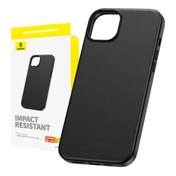Phone Case for iPhone 15 Pro Max Baseus Fauxther Series, Black