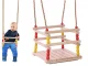 Wooden Garden Swing for Kids with Safety Barrier