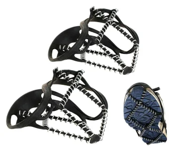 Anti-Slip Shoe Covers with Steel Chains, Size 38-45, Black