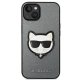 Karl Lagerfeld Saffiano Choupette Head Patch Case for iPhone 13/14/15 Silver