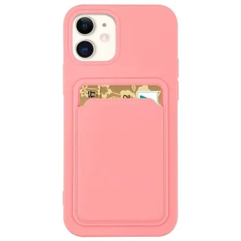 Silicone Case for Samsung Galaxy A42 5G with Card Slot, Pink