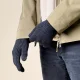 Braided Phone Gloves with Finger Cut-Outs - Black