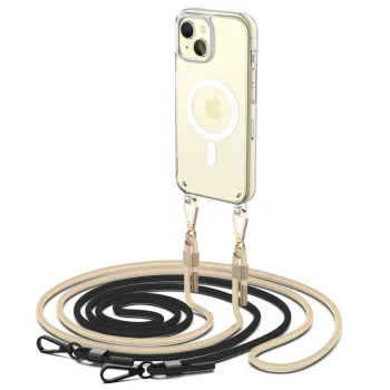 Apple iPhone 15 6.1'' Tech-Protect FlexAir Chain MagSafe Cover Case, Black and Beige