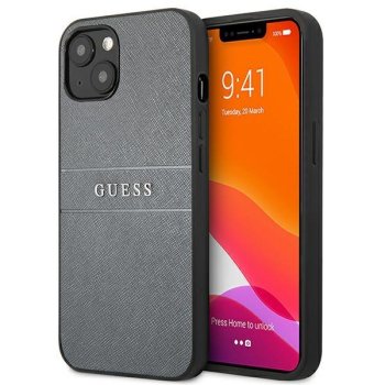 Apple iPhone 13 mini 5.4'' Guess Saffiano Strap Case Cover (GUHCP13SPSASBGR), Grey