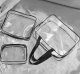 Set of Transparent Cosmetic Bags, 3 pcs, black