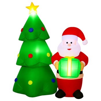 Inflatable Christmas Tree with Santa Claus LED Yard Decoration