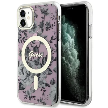 Guess iPhone 11 / XR Case Flower MagSafe, Pink