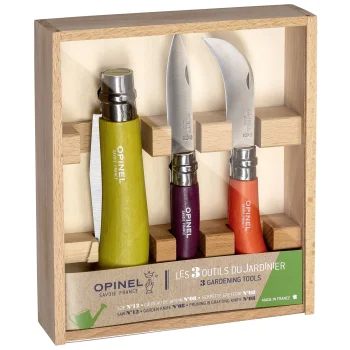 Opinel Coloured Gardener Box 3-Piece Knife & Saw Set Green/Red