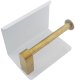 Toilet Paper Holder with Shelf, White-Gold
