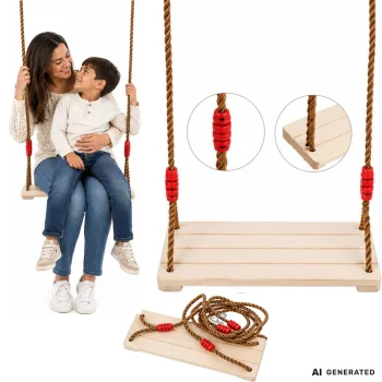 Wooden Garden Swing for Kids and Adults, 40x16 cm