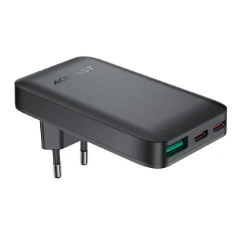 Acefast A100 65W GaN USB Charger (2x USB-C + USB-A) Ultra Slim - Black