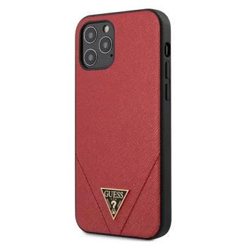 Guess iPhone 12 Pro Max Case Saffiano Triangle Logo, Red