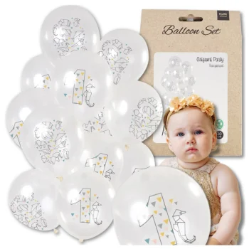 Bakalu Balloons 12 pcs 1st Birthday Origami, Transparent White