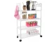 Mobile Storage Cart on Wheels, 4 Tiers with Hooks, 86x56x26.5 cm