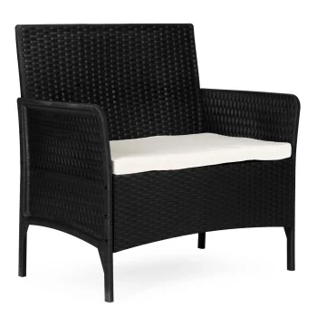 2-Seater Garden Sofa with Cushion Outdoor Bench MultiGarden, Black