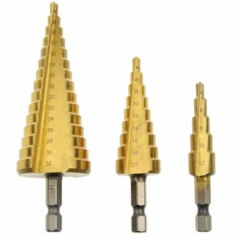 Step Drill Bit Set 4-32mm, 3 pcs (HSS, Titanium)