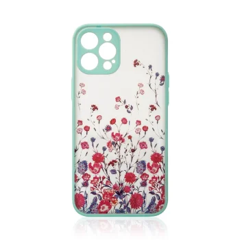 Telefono dėklas iPhone 12 Pro Design Case su gėlėmis, šviesiai mėlynas