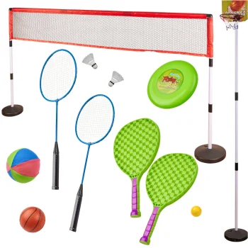 5-in-1 Kids Sports Set: Badminton, Basketball, Volleyball, Tennis, Frisbee