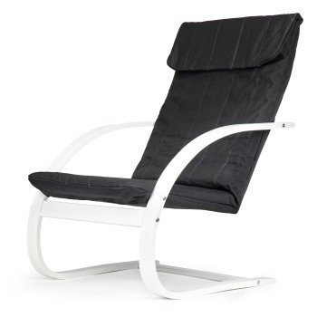 ModernHome Scandinavian Rocking Chair for Living Room, Bentwood Lounge Chair, White/Black