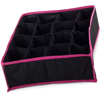 Drawer Organizer for Underwear and Socks, 16 Compartments, Black