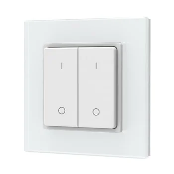 RF LED Dimmer Remote Control PF1-2(G) - 2 Zones, Glass Panel, Wall Mount