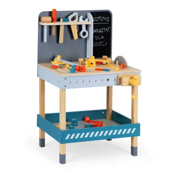 Ecotoys ESC-W-033 Wooden Toy Workbench with Tools, 47 pcs