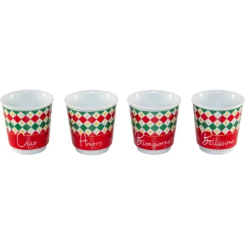 Bialetti Biccherini Tricolore Espresso Cups Set, 4 Pieces