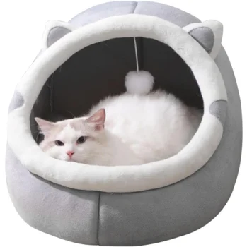 Enclosed Pet Cave Bed for Cats and Dogs, Size S, Grey