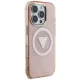 Guess IML Metal Glitter 4G Circle Triangle MagSafe Case for iPhone 16 Pro, Pink