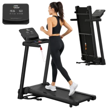 Foldable Electric Treadmill for Home, LCD, Bluetooth, 16 km/h