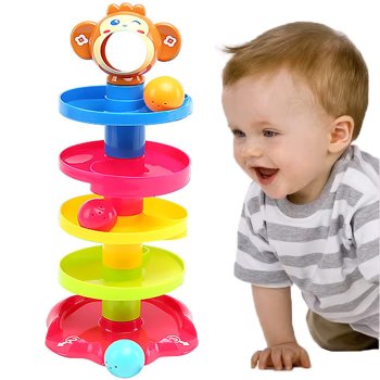 Educational Ball Drop Tower with Rattle Balls Monkey Toy for Toddlers