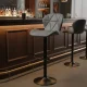 ModernHome Swivel Bar Stool with Adjustable Height and Footrest for Kitchen Counter, Gray